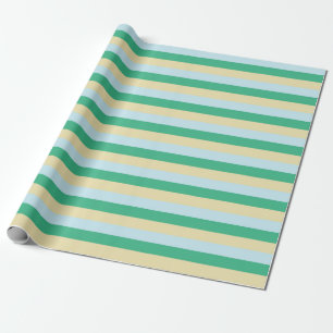 Papier Cadeau Bleu pâle, vert d'Aqua et rayures beiges