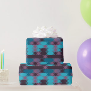 Papier Cadeau bleu paon, violet, bleu topaze et tonnerre
