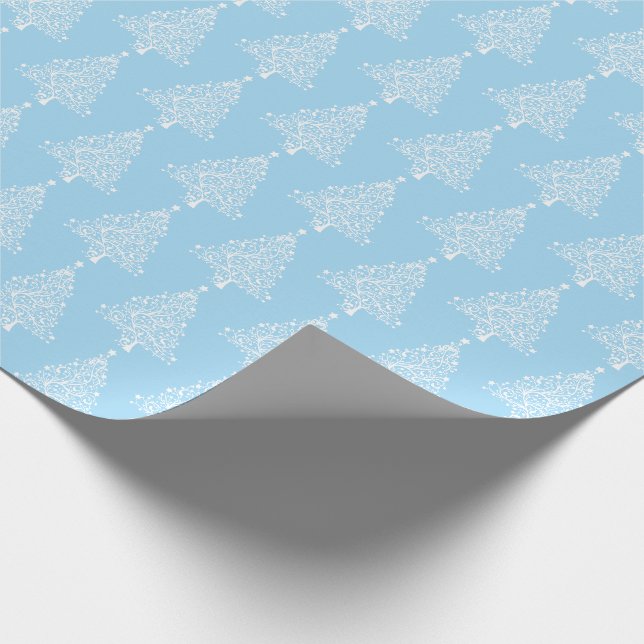 Papier Cadeau Bleu| Papier d'enveloppement d'arbre de Noël brill (Coin)