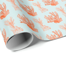 Bleu| Papier d'enveloppement de corail de mer oran