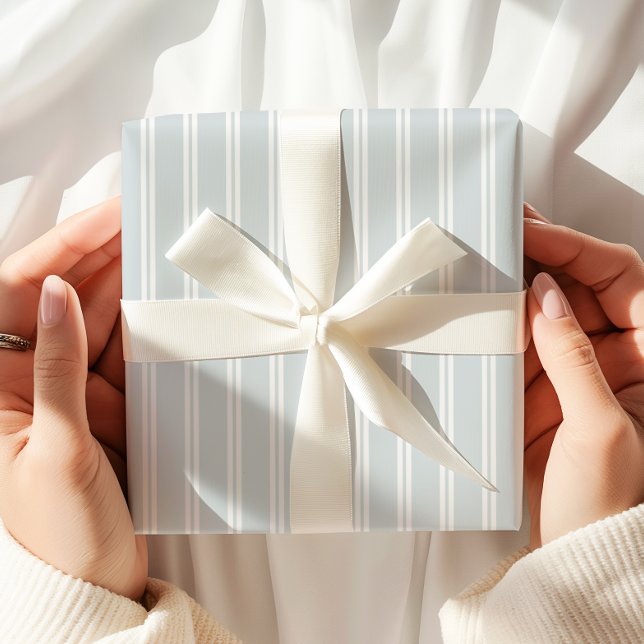 Papier Cadeau Bleu Pastel minimum de bande (Créateur téléchargé)