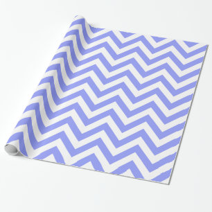 Papier Cadeau Bleu Periwinkle Blanc XL Motif Chevron ZigZag