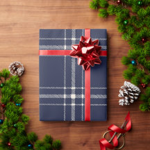 Bleu Plaid Farmhouse Pays Cadeau de Noël