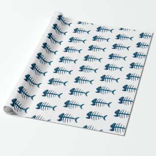 Papier Cadeau Bleu Poisson Os Cadeau Envelopper N'importe quelle