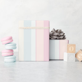 Papier Cadeau Bleu rose pastel Large bande