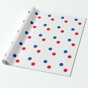 Papier Cadeau Bleu Rouge Pois Blanc Personnalisé Couleur brillan