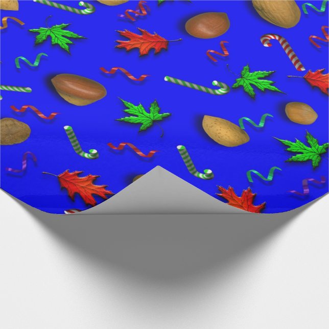 Papier Cadeau Bleu Rouge Vert Jaune Sucre de canne Noël (Coin)