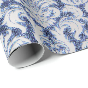 Papier Cadeau Bleu royal de saphir de gris argenté de parties
