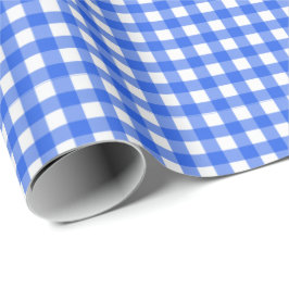 Papier Cadeau Bleu royal| Papier blanc à enveloppement En vichy
