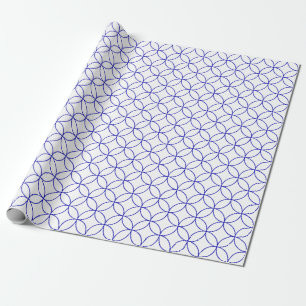 Papier Cadeau Bleu royal sur les cercles de recouvrement blancs