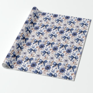 Papier Cadeau Bleu Ruban Bow Coquette Esthétique Grandmillénaire