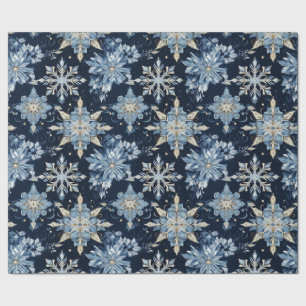 Papier Cadeau Bleu sur les flocons de neige bijoux bleus