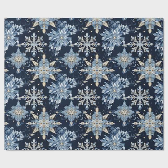 Papier Cadeau Bleu sur les flocons de neige bijoux bleus (Couture)