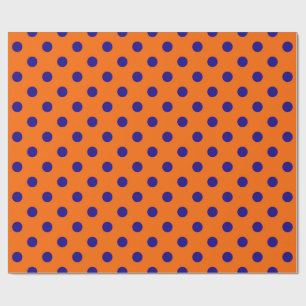 Papier Cadeau Bleu Sur Orange Pois Design Motif