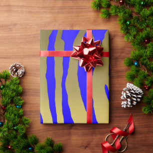 Papier Cadeau Bleu Tigre Or