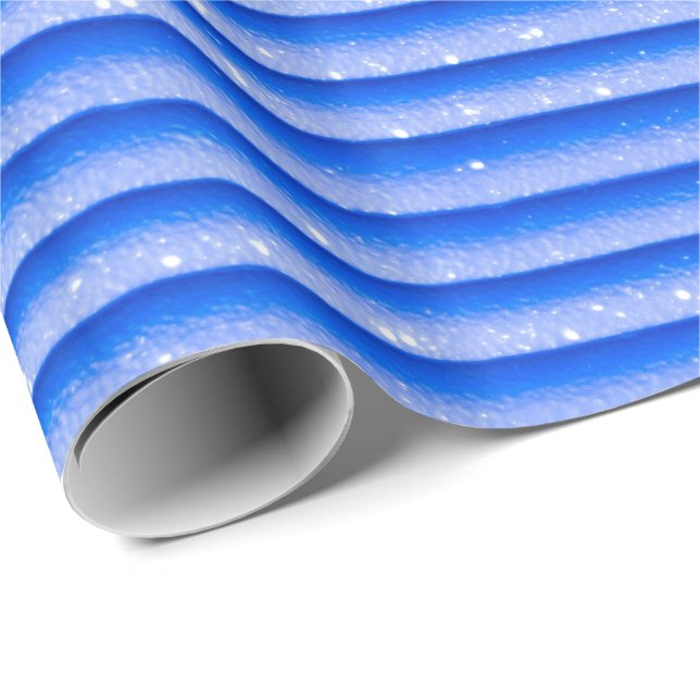 Papier Cadeau Bleu Tons Grandes (Coin rond)