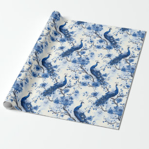 Papier Cadeau Bleu Vintage Bleu Français Chinoiserie Peacock