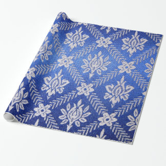 Papier Cadeau Bleu vintage de tissu de motif