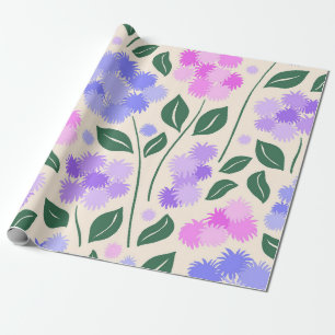 Papier Cadeau Bleuet botanique violet et rose