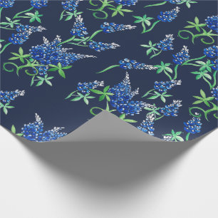 Papier Cadeau Bleus du Texas Floral Blue