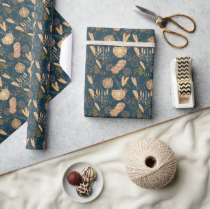 Papier Cadeau Bliss de boulangerie : Pain et orge d'art, Turquoi