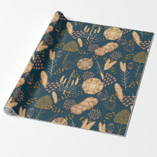 Papier Cadeau Bliss de boulangerie : Pain et orge d'art, Turquoi