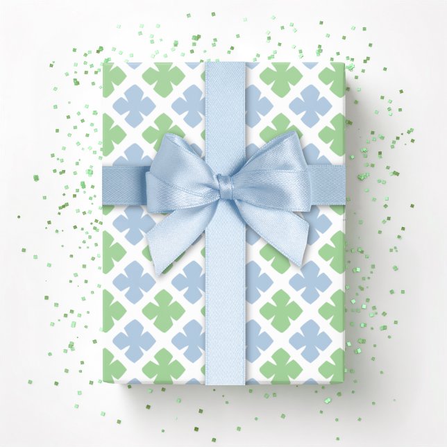 Papier Cadeau Block Diamond Clover in Slate and Green (Créateur téléchargé)