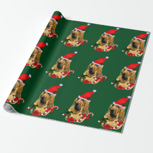 Papier Cadeau Bloodhin à Noël de Santa Hat