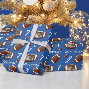 Papier Cadeau Blue American Football Ball Joyeux Anniversaire Ph