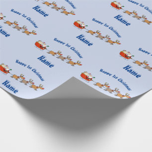 Papier Cadeau BLUE Babys 1er Noël Cadeau Personnalisé