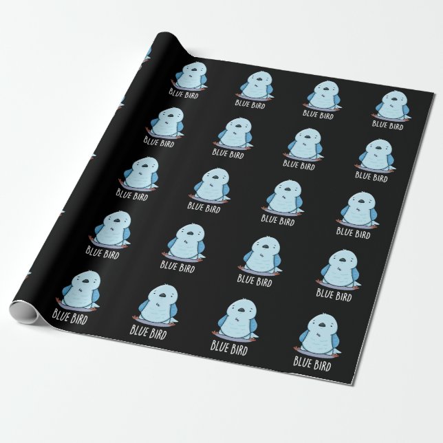 Papier Cadeau Blue Bird Funny Animal Pun Dark BG (Déroulé)