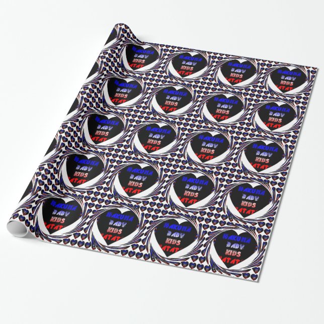 Papier Cadeau Blue Black Hakuna Matata Baby Kids Design.png (Déroulé)
