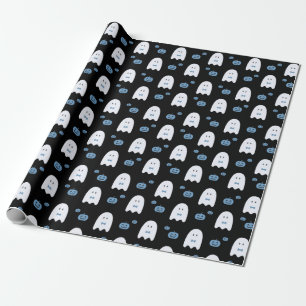 Papier Cadeau Blue Boy Ghost & Citrouille Halloween Cute Éffraya
