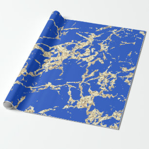 Papier Cadeau Blue Celestia Gold Marble Strokes Idée cadeau 