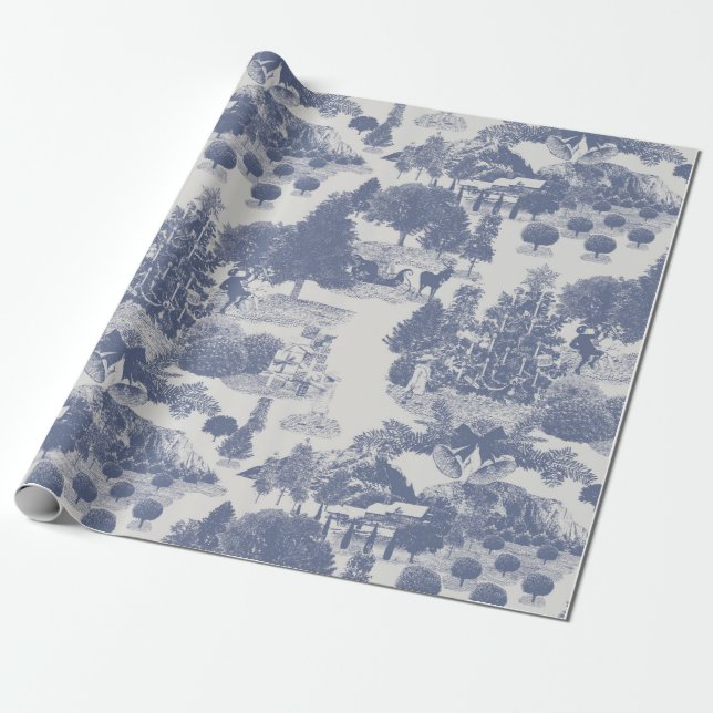 Papier Cadeau Blue Christmas Winter Wonderland (Déroulé)