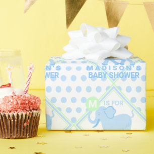 Papier Cadeau Blue Circus mignon Éléphant Anniversaire Ou Baby