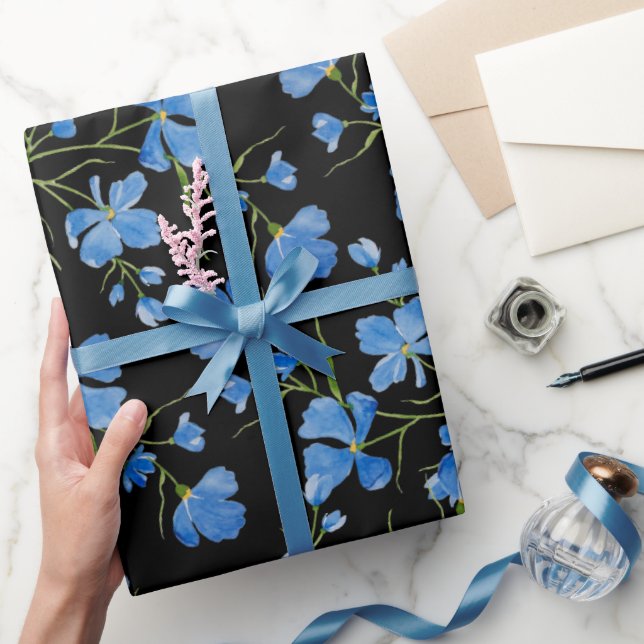 Papier Cadeau Blue Cosmos Flowers (Cadeaux)