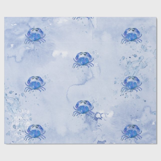 Papier Cadeau Blue Crab Watercolor (Plat)