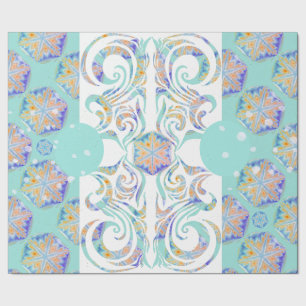 Papier Cadeau Blue Elegant Snowflake motif de tempête de neige