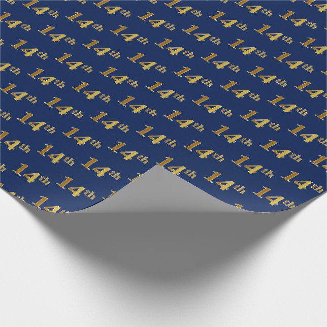 Papier Cadeau Blue, Faux Gold 14e (quatorzième) événement (Coin)