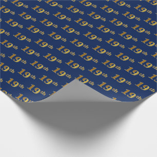 Papier Cadeau Blue, Faux Gold 19th (dix-neuvième) Event