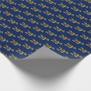Papier Cadeau Blue, Faux Gold 20th (Vingtième) Event