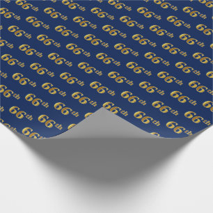 Papier Cadeau Blue, Faux Gold 66e (Soixante-sixième)