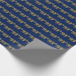 Papier Cadeau Blue, Faux Gold 99e (Quatre-vingt-dix-neuvième)