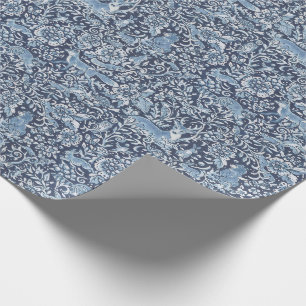 Papier Cadeau Blue Fox Rabbit Forêt animale Gros Bois Motif