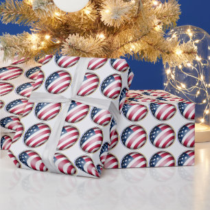 Papier Cadeau Blue Gold, Argent encadré États-Unis Drapeau mondi