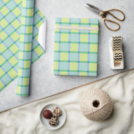 Papier Cadeau Blue Green Pastel À damiers Motif