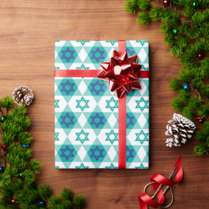 Papier Cadeau Blue Green Star de David Motif