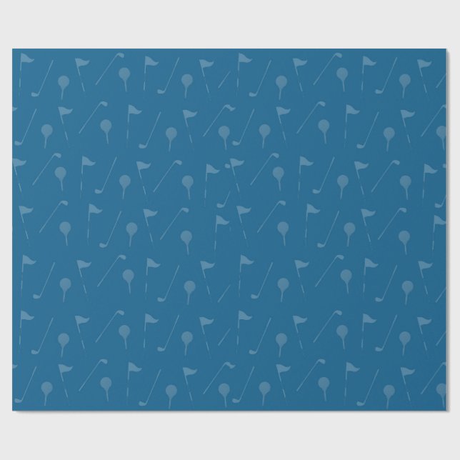 Papier Cadeau Blue Grey Golf Ball Pattern Wrapping Paper (Plat)