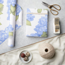 Papier Cadeau Blue Hydrangea Floral Wrapping Paper – Boutique 